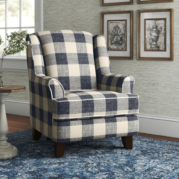 Navy discount plaid chair